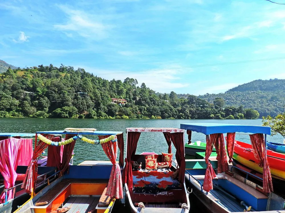 Boats on Naukuchiatal Lake in Uttarakhand